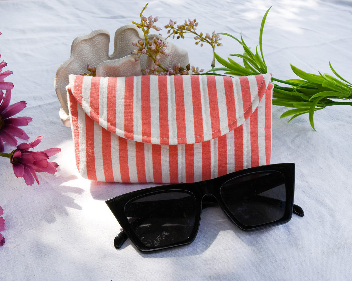 étui lunettes • rayé corail
