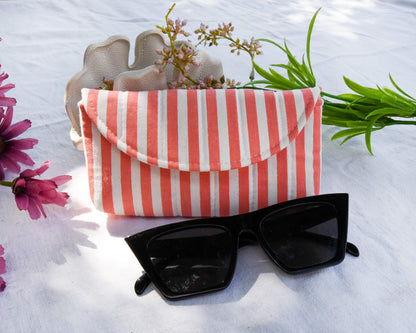 étui lunettes • rayé corail